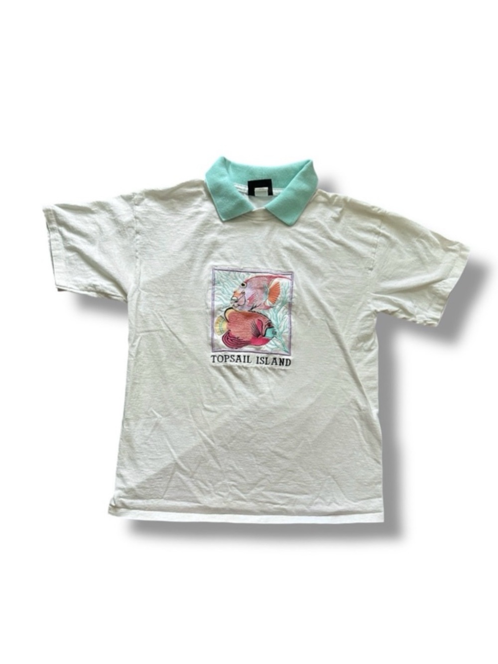 Vintage 80s/90s Topsail Island NC Collared T-Shirt Women’s Size Large Summer